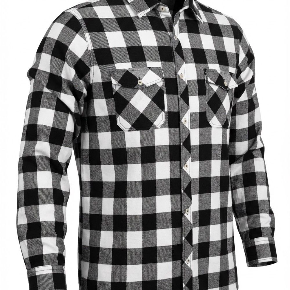 Design in Italy Black and White Buffalo Plaid  Men's Shirt large/tall